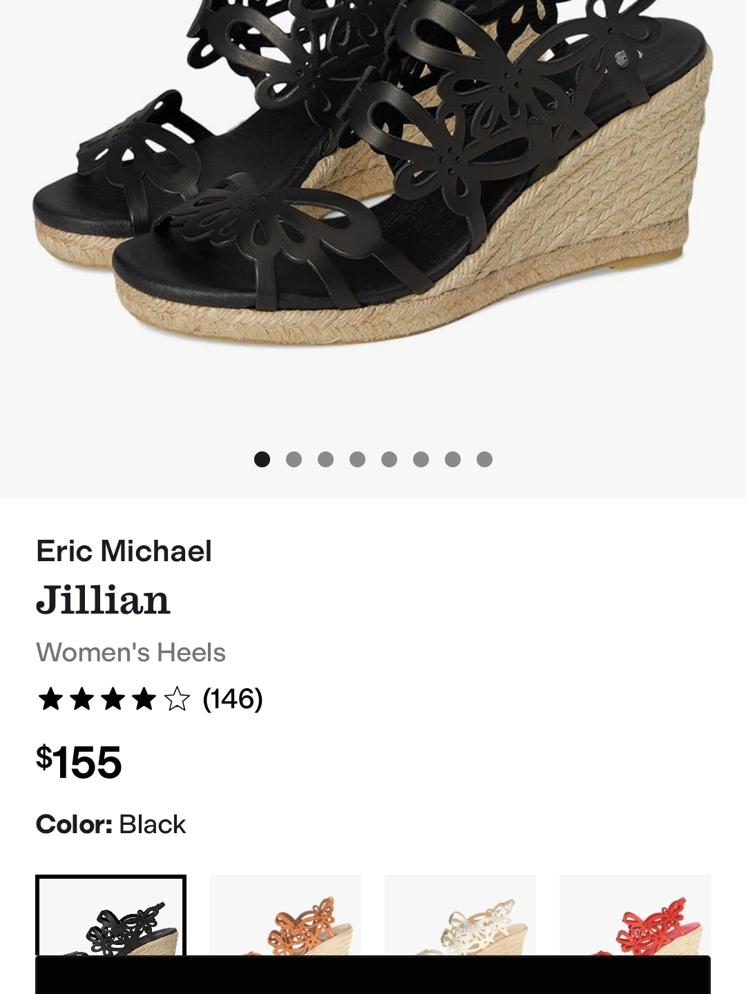 Eric Michael Black Laser-Cut Butterfly Espadrille Wedges - Jillian